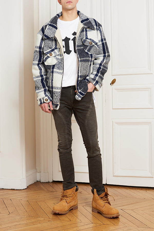 BLUE UNISEX CHECKERED JACKET - Faith Connexion