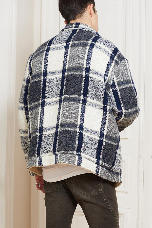 BLUE UNISEX CHECKERED JACKET - Faith Connexion