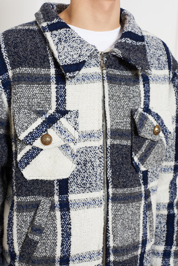 BLUE UNISEX CHECKERED JACKET - Faith Connexion