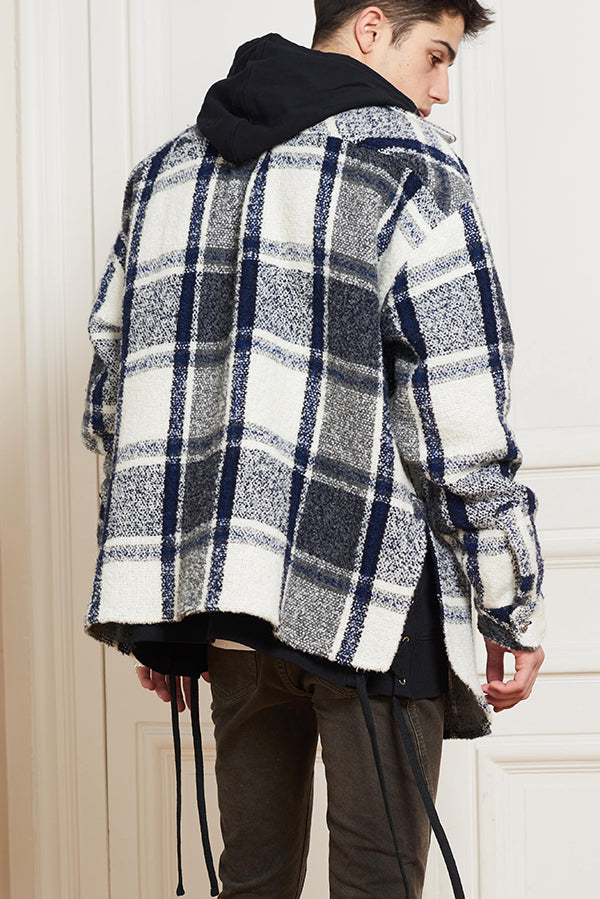 BLUE CHECK OVERSIZED SHIRT - Faith Connexion