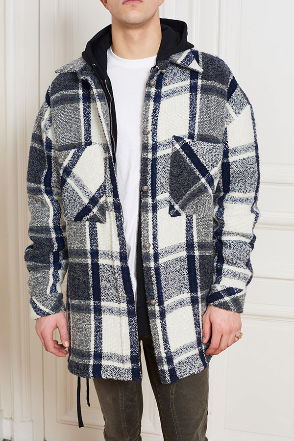 BLUE CHECK OVERSIZED SHIRT - Faith Connexion