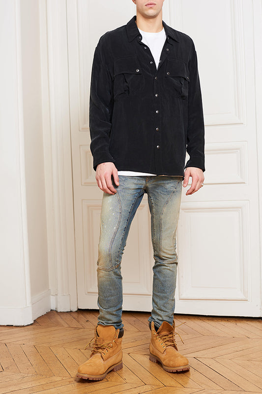 SILK NAVY SHIRT - Faith Connexion