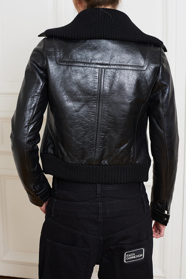 HIGH COLLAR LEATHER JACKET - Faith Connexion