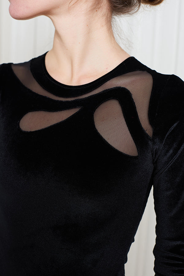 VELVET-MESH DETAILED BODYSUIT - Faith Connexion