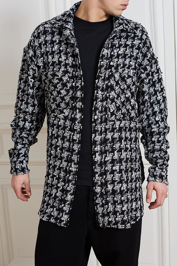 BLACK TWEED OVERSIZED SHIRT - Faith Connexion