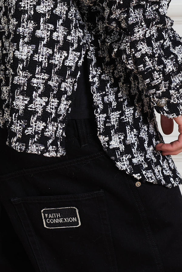 BLACK TWEED OVERSIZED SHIRT - Faith Connexion