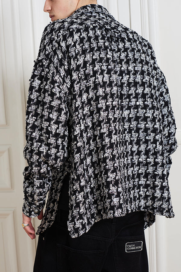 BLACK TWEED OVERSIZED SHIRT - Faith Connexion