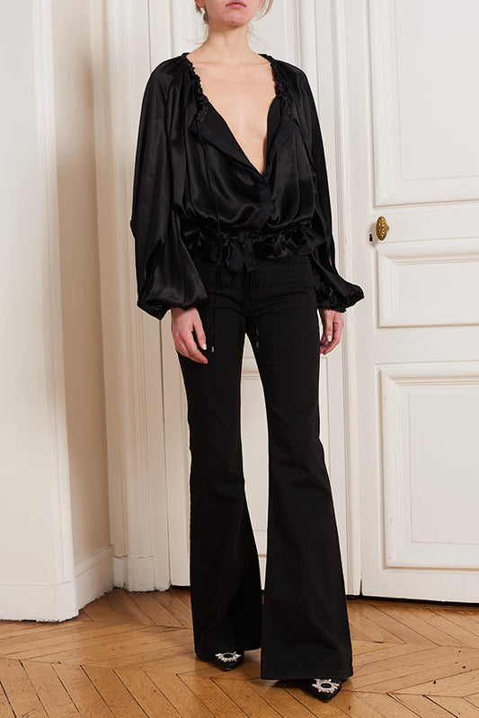 V-NECK SILK BLOUSE - Faith Connexion