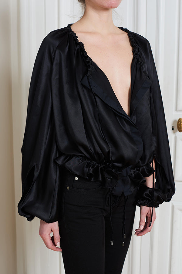 V-NECK SILK BLOUSE - Faith Connexion