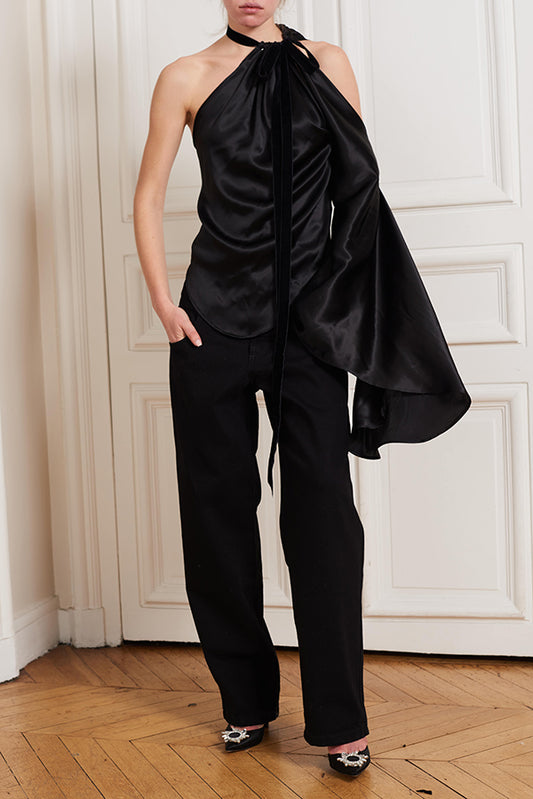SINGLE-SLEEVE SILK BLOUSE - Faith Connexion