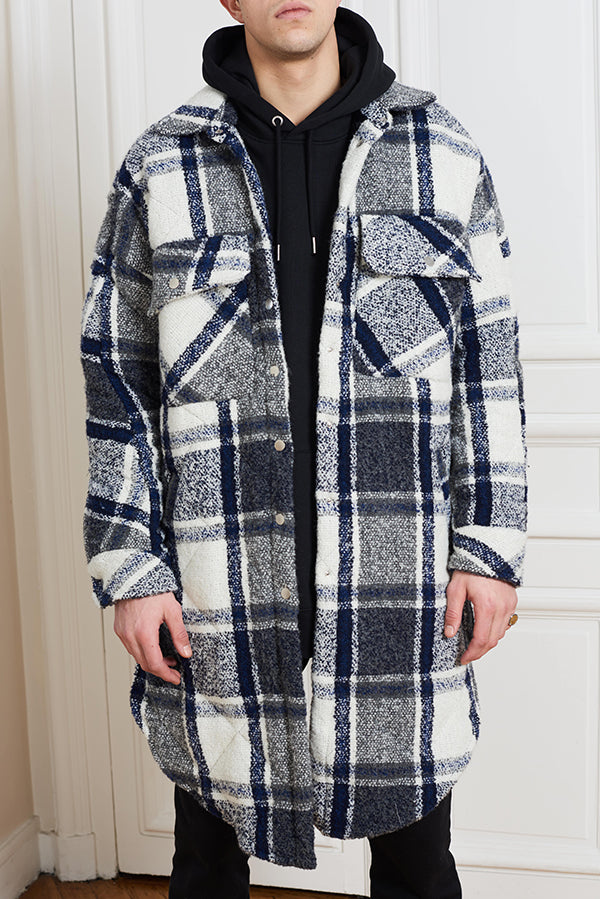 NAVY QUILTED OVERSIZED SHIRT - Faith Connexion