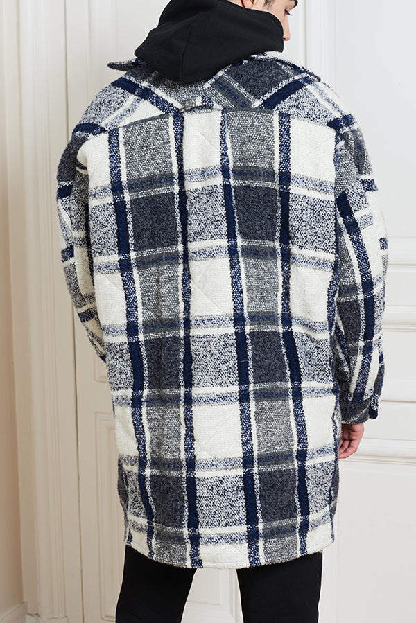 NAVY QUILTED OVERSIZED SHIRT - Faith Connexion