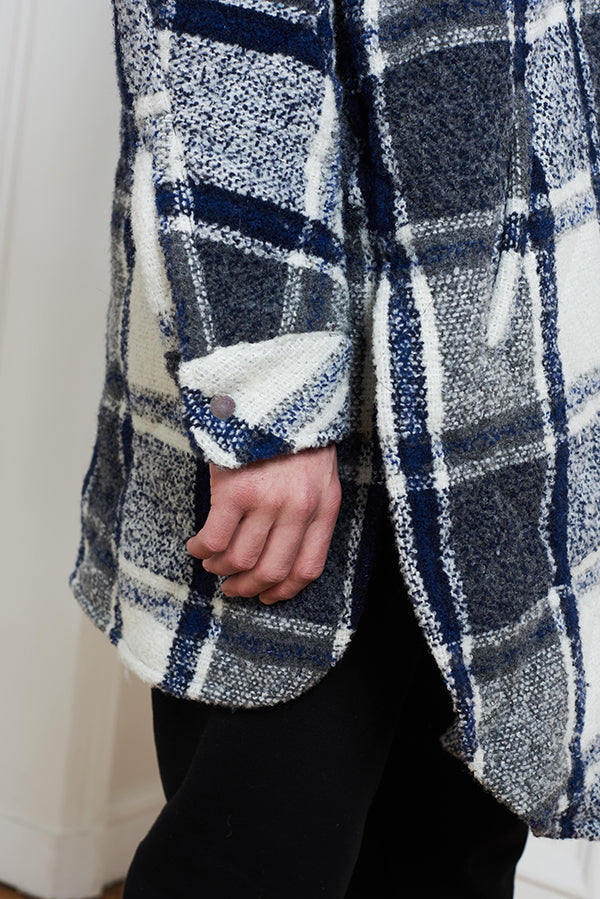 NAVY QUILTED OVERSIZED SHIRT - Faith Connexion