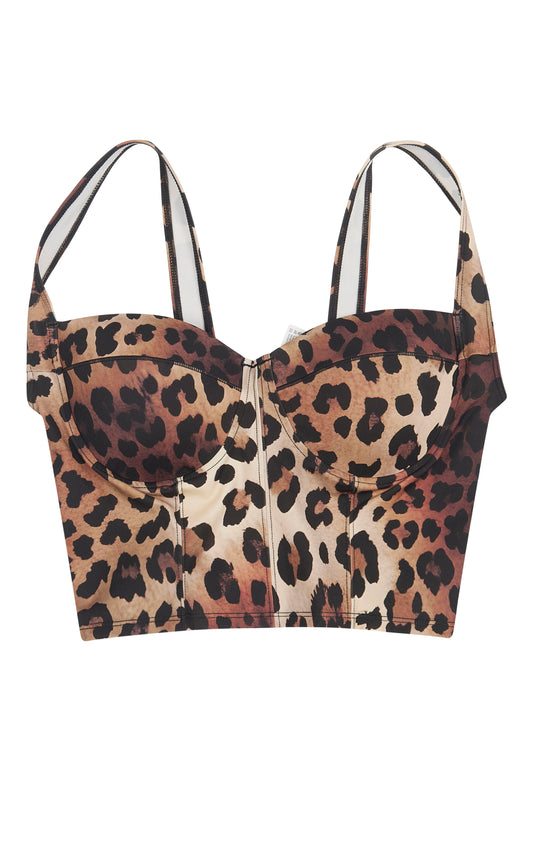 LEOPARD DOLCE BUSTIER BRA TOP
