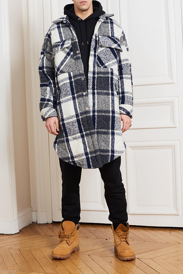 NAVY QUILTED OVERSIZED SHIRT - Faith Connexion