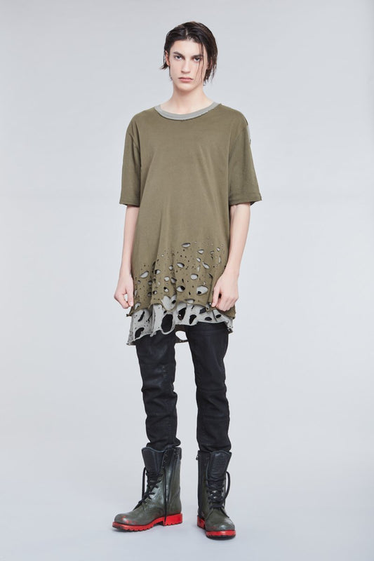 KAKI DISTRESSED T-SHIRT - Faith Connexion