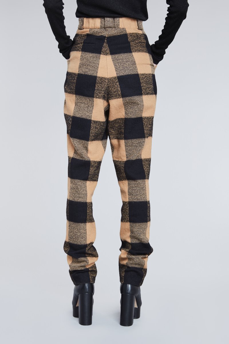 CHECKERED HIGH WAIST TAILORED PANTS - Faith Connexion