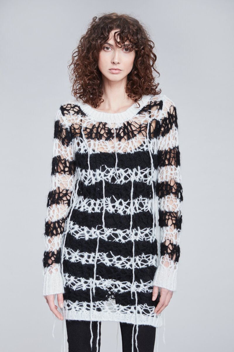 DISTRESSED OPEN SWEATER DRESS - Faith Connexion