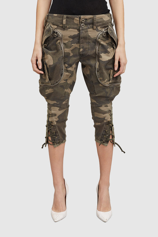 GREEN CAMO CARGO PANTS - Faith Connexion