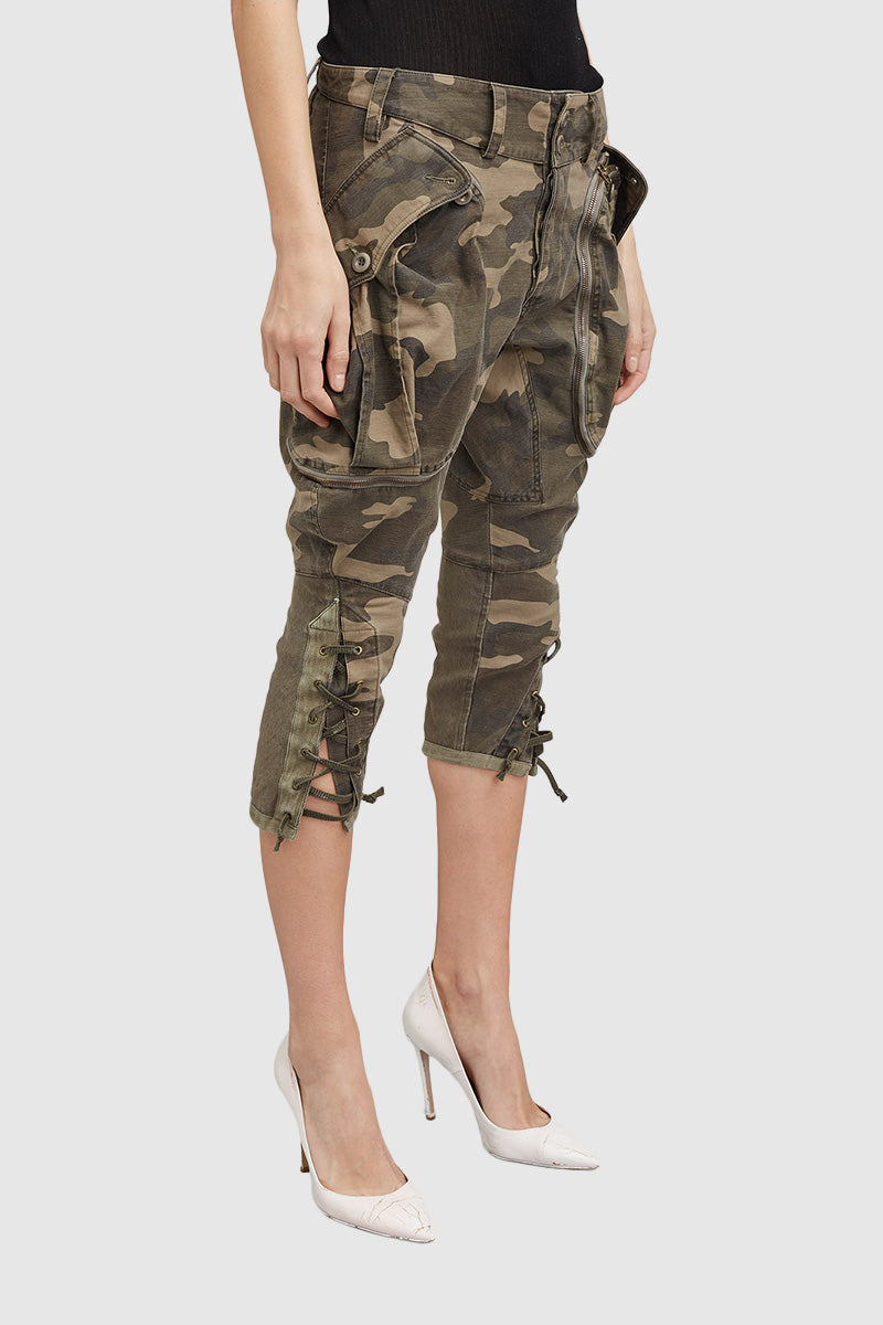 GREEN CAMO CARGO PANTS - Faith Connexion