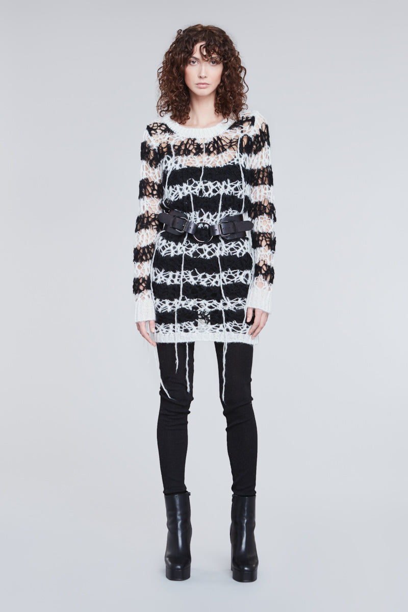 DISTRESSED OPEN SWEATER DRESS - Faith Connexion