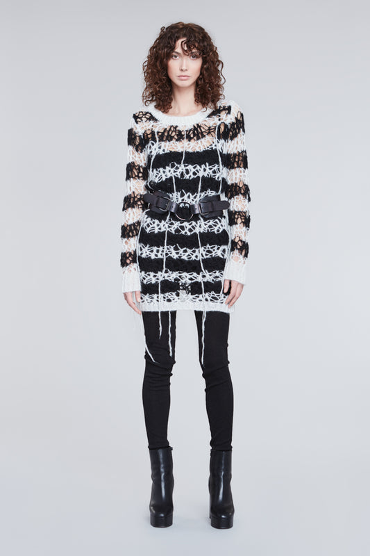 DISTRESSED OPEN SWEATER DRESS - Faith Connexion